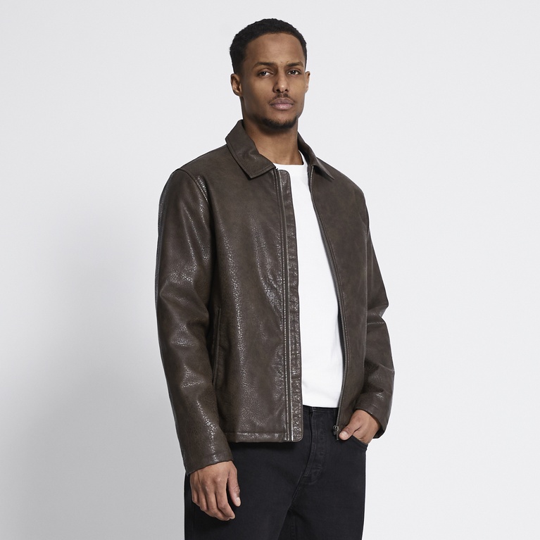 Faux leather jacket "Blank" Dark Brown